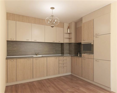 Contemporary L shaped Modular Laminate Kitchen Cabinet