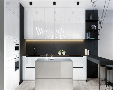 Modern Practical High Glossy PVC Kitchen Cabinet