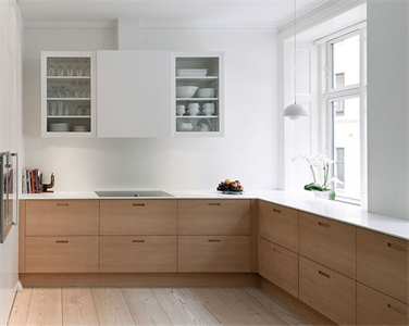 Simple L Shape Long Lasting Melamine Kitchen Cabinet