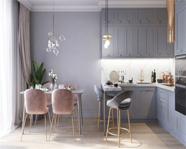 Classic Elegant Gray Lacquer Kitchen Cabinet