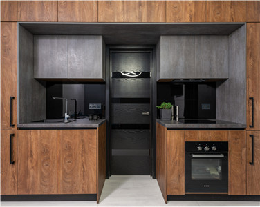 Apartment Practical Waterproof Wood Veneer Kitchen Cabinet