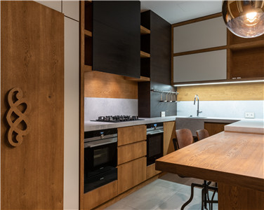 Classic Integrated Frameless Wood Veneer Kitchen Cabinet