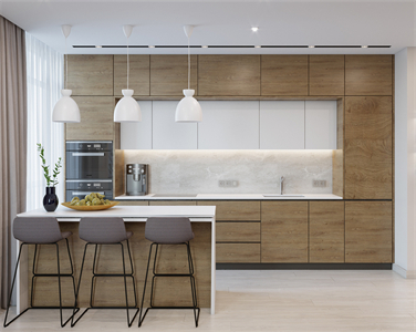Simple Design Durable Multifunctional Wood Veneer Kitchen Cabinet