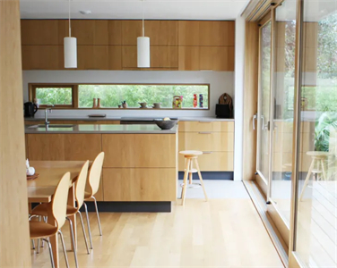 Contemporary Long Lasting Modular Wood Veneer Kitchen Cabinet